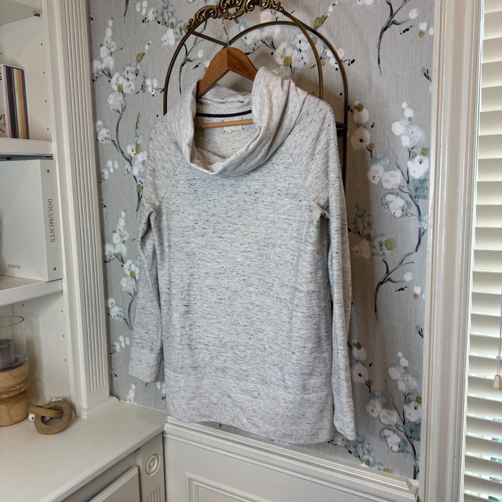 Lou & Grey LOFT Cowl Neck Sweatshirt Space Dye Gray Raglan Pullover Womens Small - Picture 2 of 6